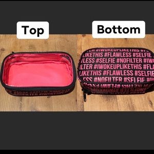 Makeup case with zipper closure clear lid plastic